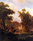 Albert Bierstadt Canvas Paintings - Indian Encampment, Shoshone Village